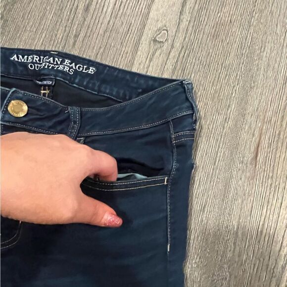 American Eagle Outfitters Super Stretch Skinny Jeans Denim Dark Wash Size 6 - Picture 5 of 11